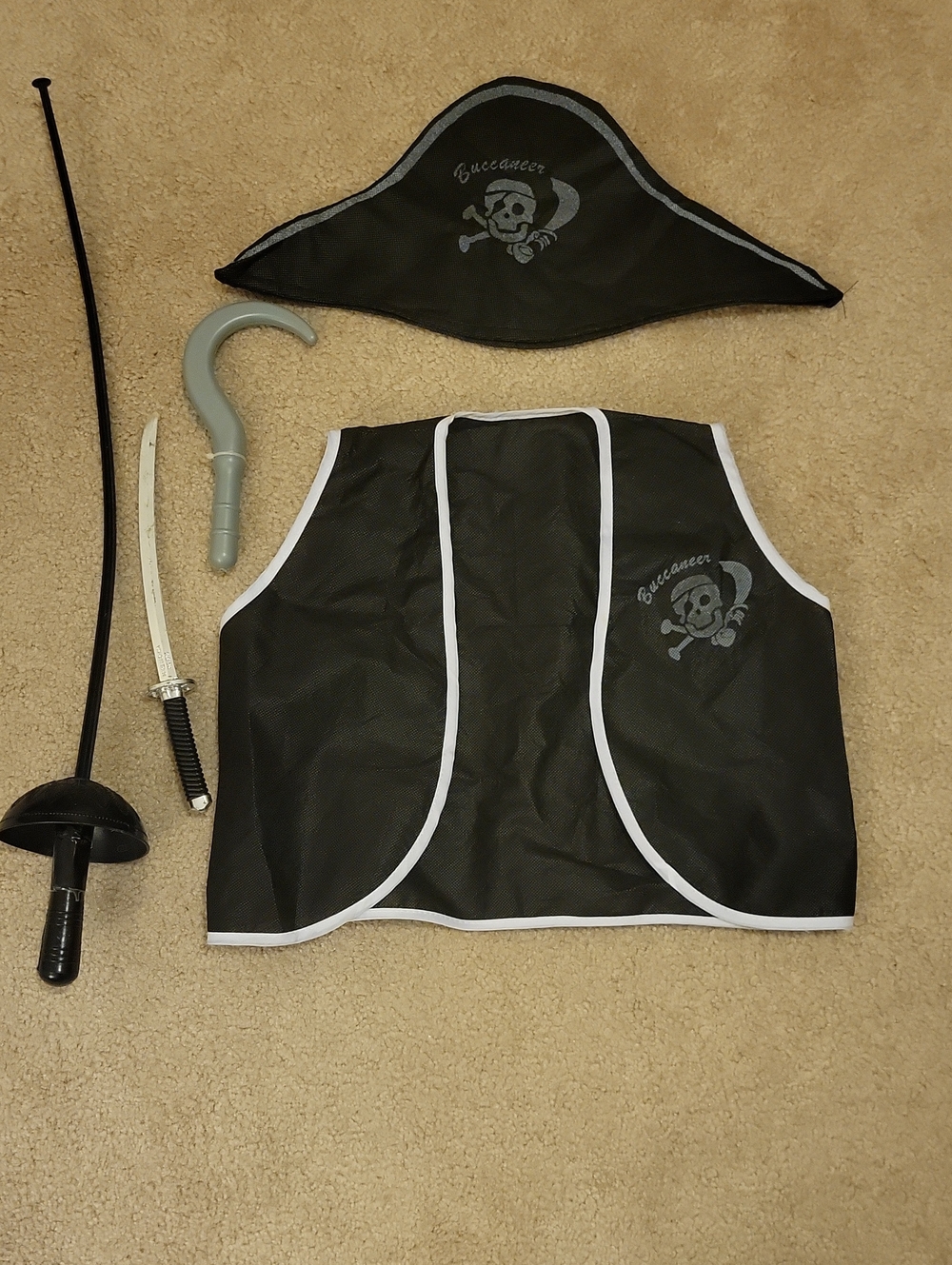 FREE W ANY PURCHASE! Kids Pirate Vest & Hat Costume  Age 6-8